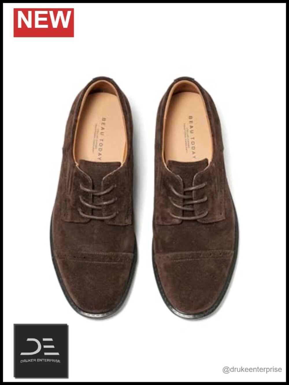 Genuine Suede Leather Women's Brogue Oxfords Dress Derby Shoes Lace-Up Block